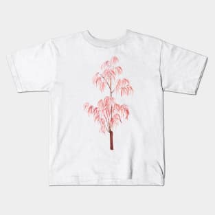 zen red lace  leaf  watercolor arts Kids T-Shirt